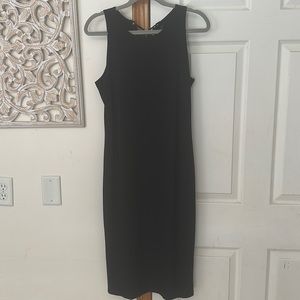 White House Black Market Black Sleeveless Midi-Dress Lace-Up Back. Size Medium